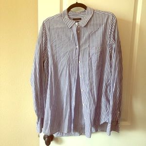 Blue & white stripe jcrew boy fit top TALL size 14